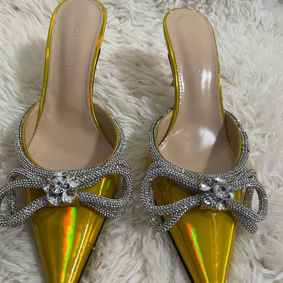 Mach & Mach Double Crystal Bow Pointed Toe Mule - Picture 2 of 7